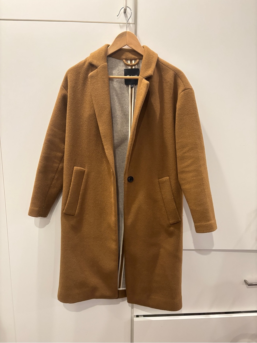 Madewell Camel Brown Single-Button Pea Coat